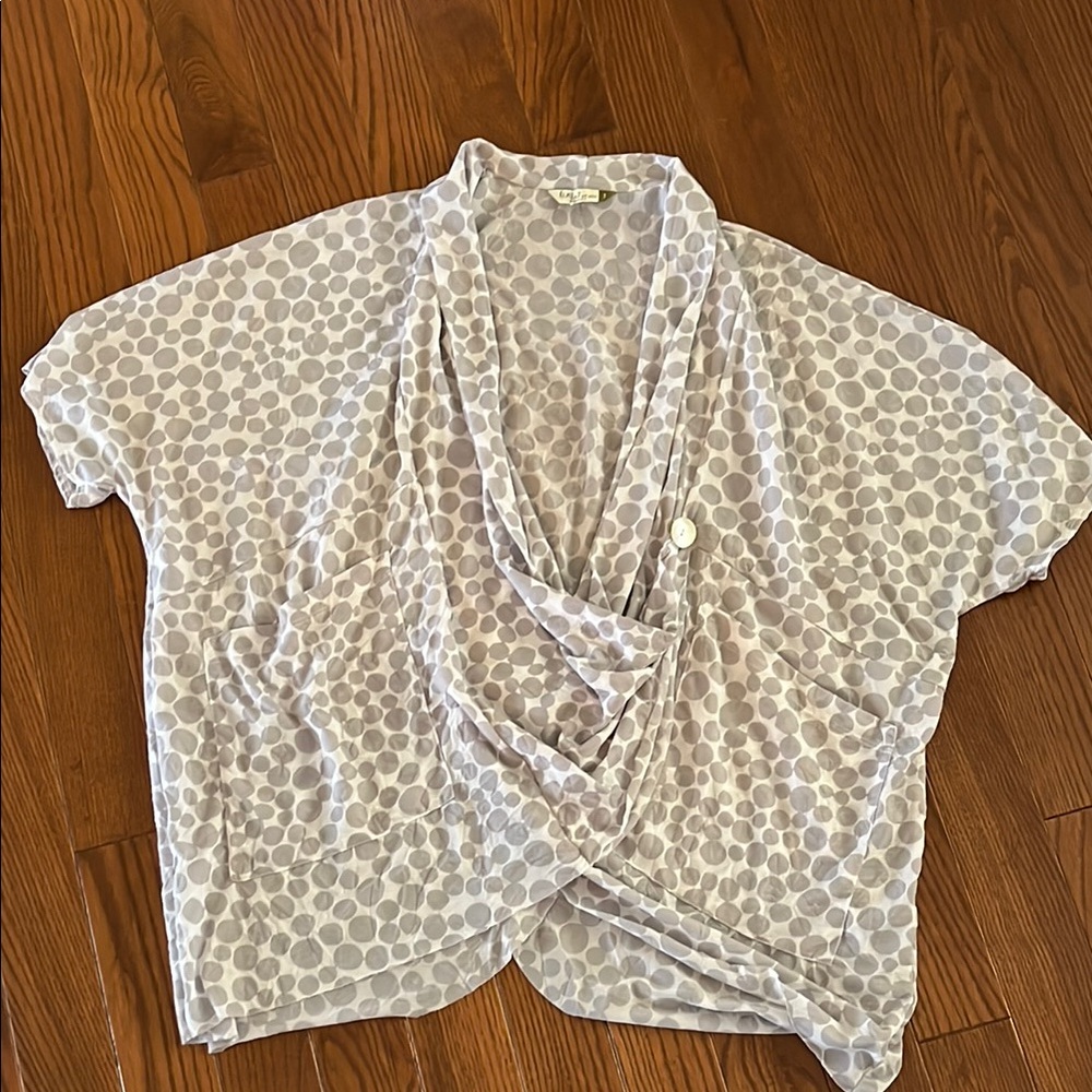 Chalet et Ceci white and gray Relaxed Draped Blouse